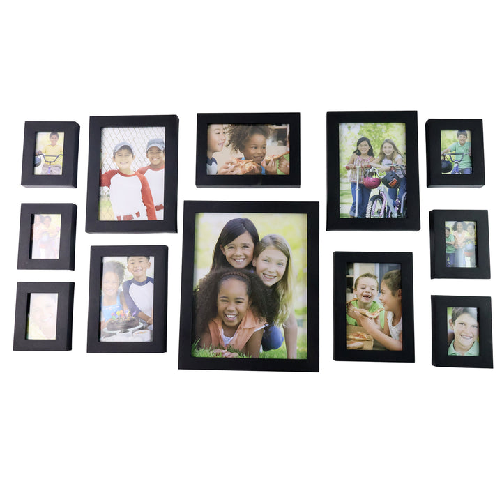 Premium Black Photo Frame Set 12 Pcs Wall Hanging Gallery Frames - Trendex