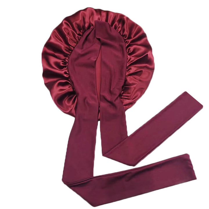 Simple Wide Ribbon Adjustable Silk Nightcap - Trendex