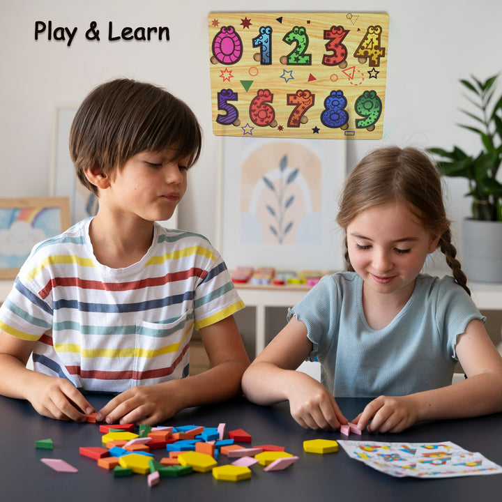 Wooden Number Puzzle Learning Educational Board (1 Set  2820 Cm) - Trendex