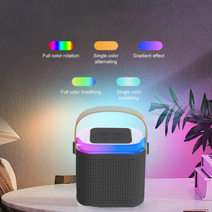 12669 Wireless Speaker Microphone Set Rgb Light Support Memory Card Portablekaraoke Machine Perfect  For Travel Tv - Trendex
