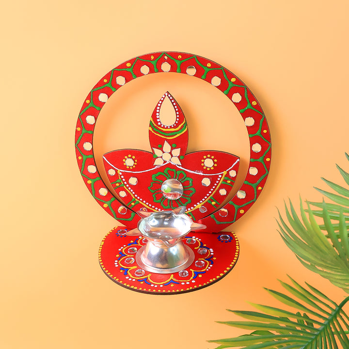 Handcrafted Wooden Decorative Diya Stand (1 Pc) - Trendex