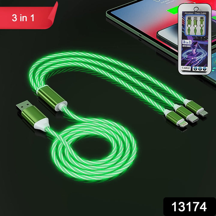 3 In 1 Charging Cable Light Up Fast Charger Multi Charging Cable (1 Pc) - Trendex