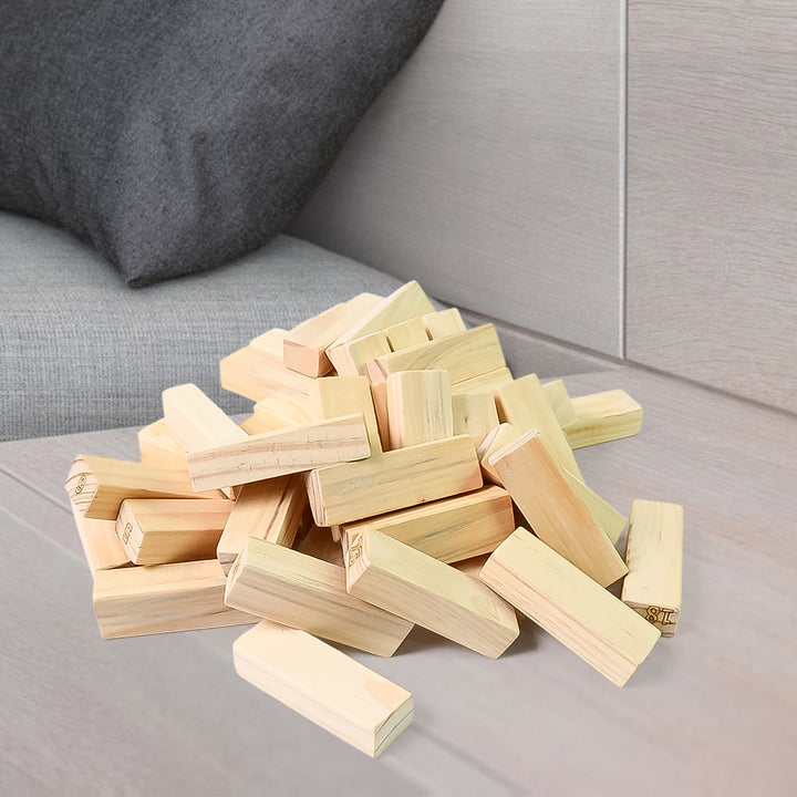Wooden Tumbling Stacking Tower Game (48 Pcs Blocks 2 Dices) - Trendex