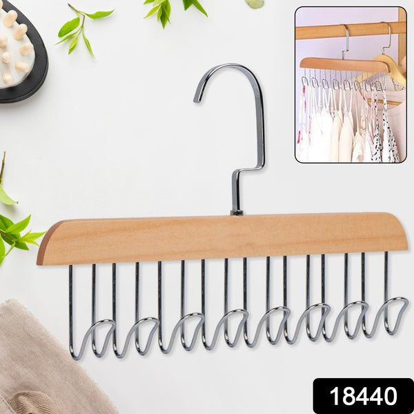 Space Saving 8 Hooks Wooden Hangers (Hanging Hook Included  1 Pc) - Trendex