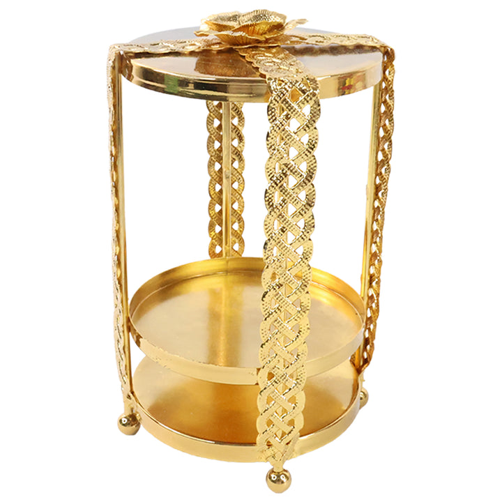 Multipurpose Golden Metal Candle Stand Showpiece (1 Pc) - Trendex