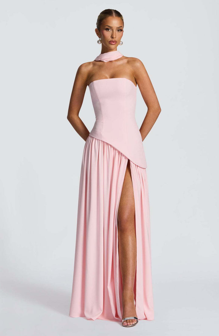 Fashion Sexy Backless Tube Top Pure Color Split Dress - Trendex