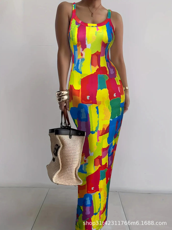 Summer New Suspender Slim Fit Slimming Long Dress - Trendex
