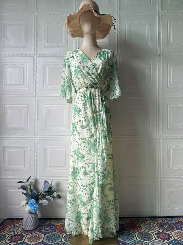 Soft Fresh And Sexy Short Sleeve Floral Dress - Trendex
