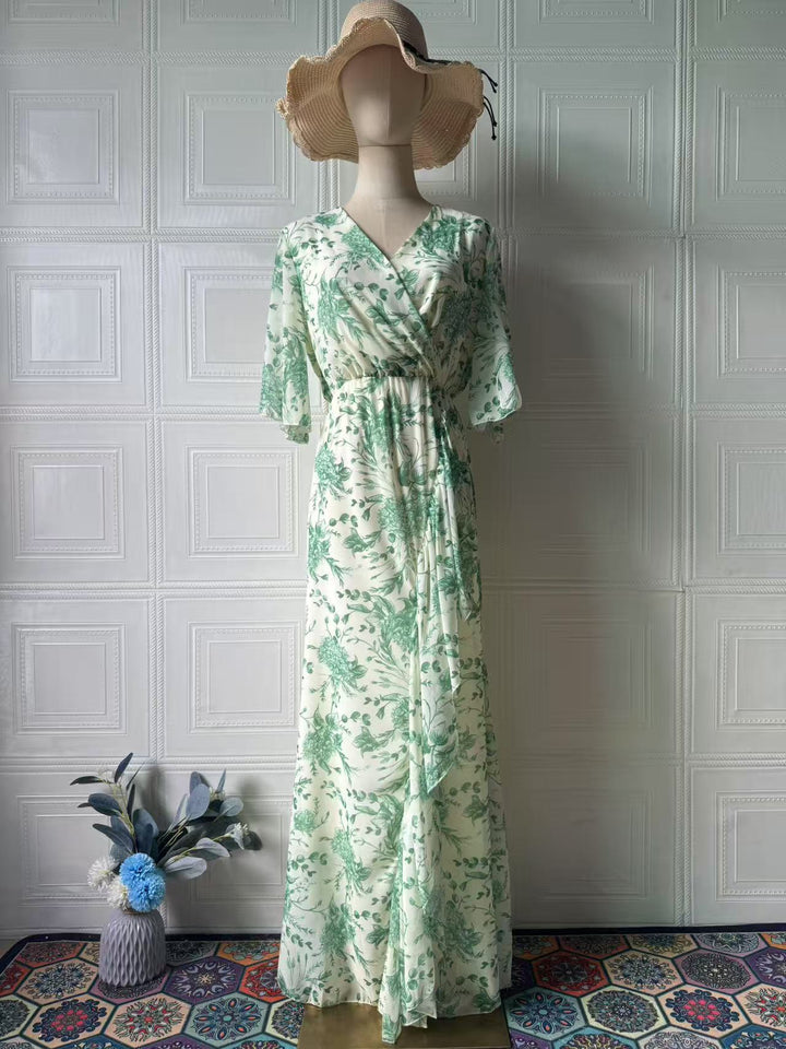 Soft Fresh And Sexy Short Sleeve Floral Dress - Trendex