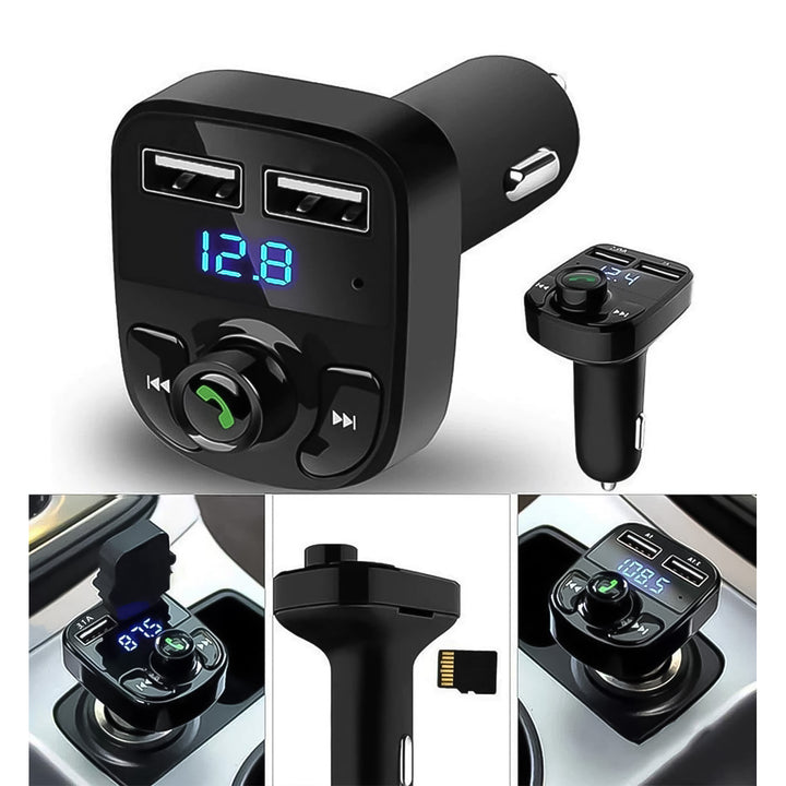 8533 Car-x8 Bluetooth Fm Transmitter Kit For Hands-free Call Receiver  Music Player  Call Receiver  Fast Mobile Charger Ports For All Smartphoneswith 3.1a Quick Charge Dual Usb Car Charger - Trendex