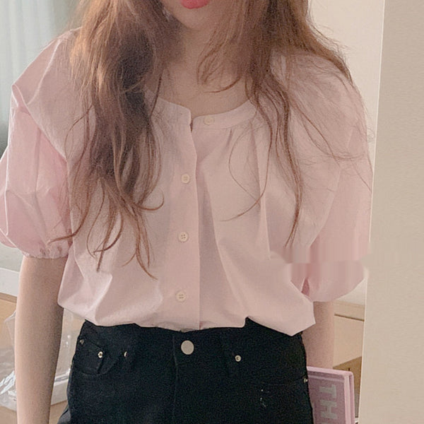 Women's Retro Multi-button Loose Slimming Shirt - Trendex