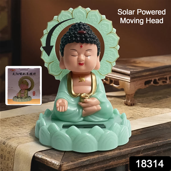 Plastic Solar Powered Moving Head Sitting Action Buddha Statue (1 Pc) - Trendex