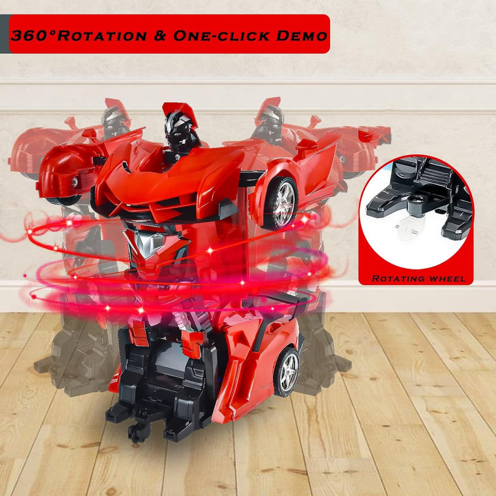 2 In 1 Automatic Robot Converted Remote Control Car With Light Scale 360drifting Deformation Robot Car Toy Kids Boys Robot Convertunique Toy For Boys (1 Pc) - Trendex