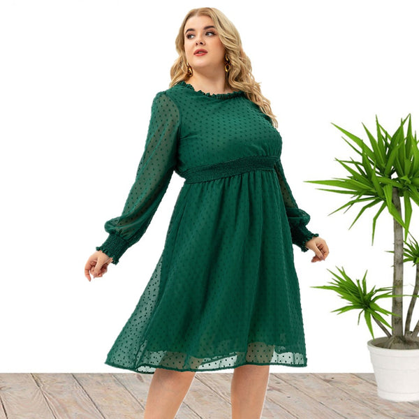 Fashion Women's Sleeves Chiffon Cut Flower Dress - Trendex