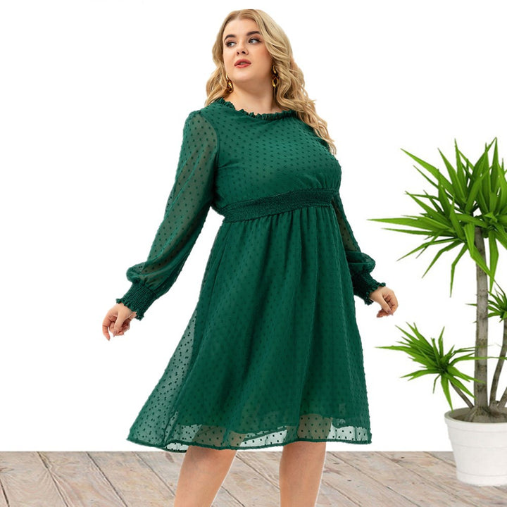 Fashion Women's Sleeves Chiffon Cut Flower Dress - Trendex