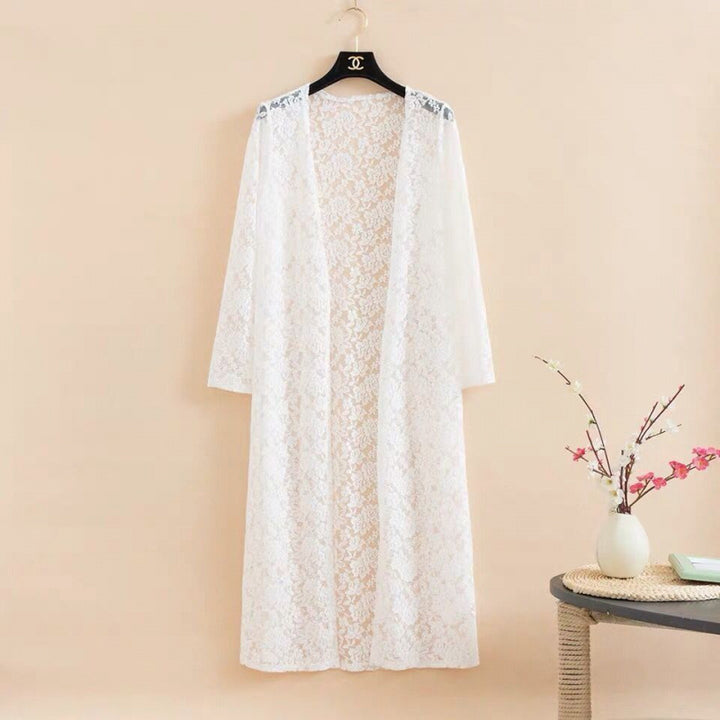 Lace Trench Coat Long Sleeve Shawl Mid-length Plus Size - Trendex