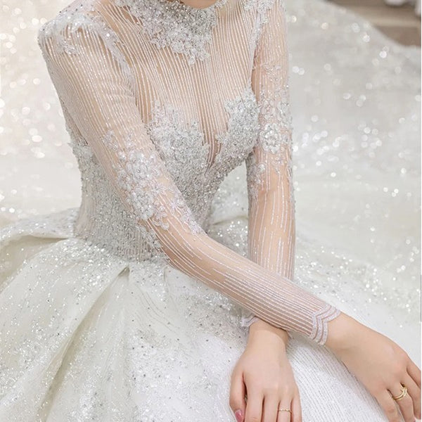Long Sleeve French Vintage Light Wedding Dress Bride - Trendex