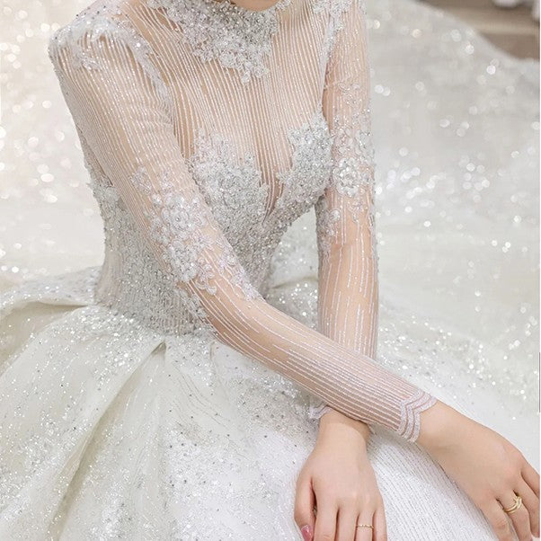 Long Sleeve French Vintage Light Wedding Dress Bride - Trendex