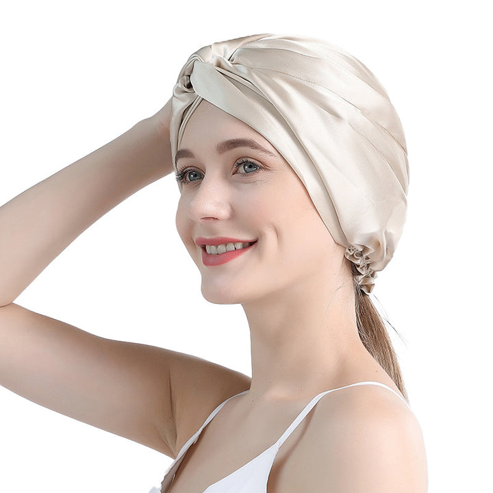 Double Layer Silk Elastic Band Nightcap - Trendex