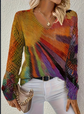 Printed Casual Cape Coat Cardigan Sweater - Trendex