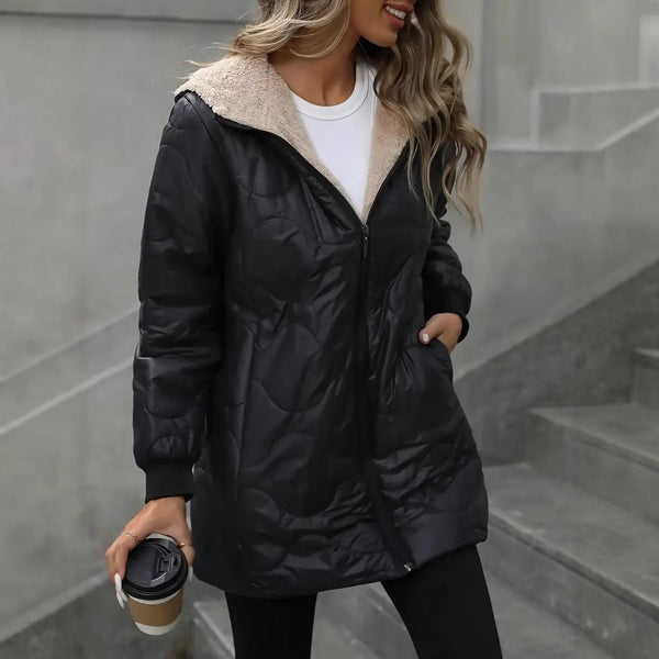 Hooded Cotton-padded Coat Women's Mid-length - Trendex