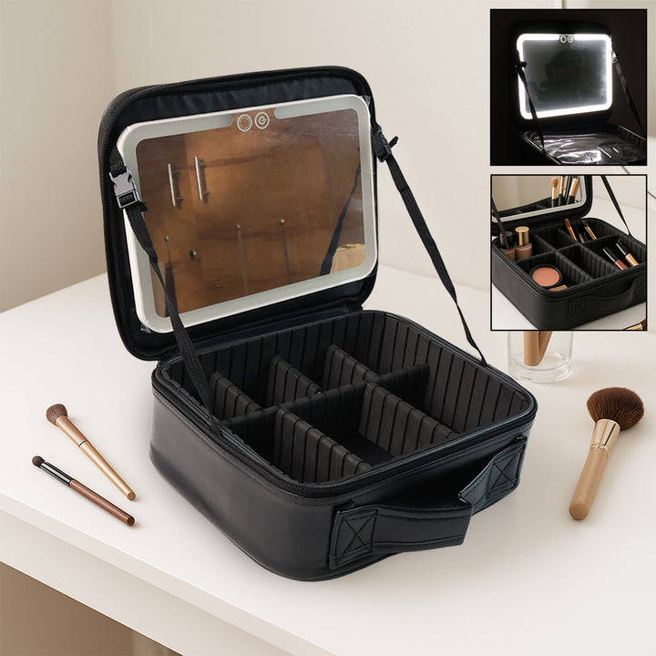 Black Premium Led Light Makeup Organizer Box (1 Pc) - Trendex