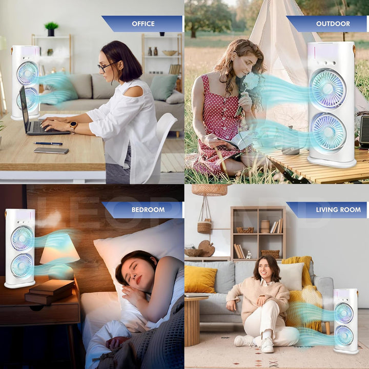 Electric Fan Desktop Double-head Powerful Air Cooler (1 Pc  With Remote) - Trendex