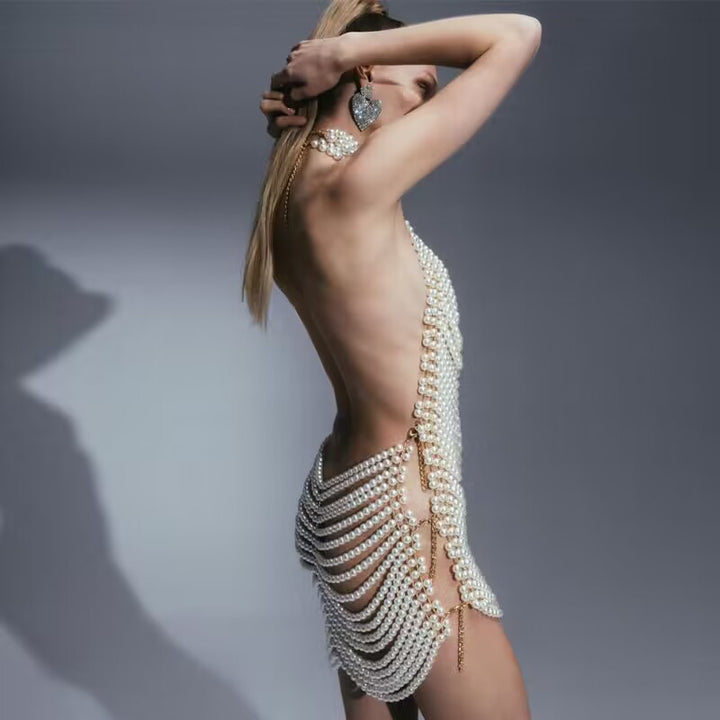 Beaded Halter Fashion Party Banquet Performance Dress - Trendex