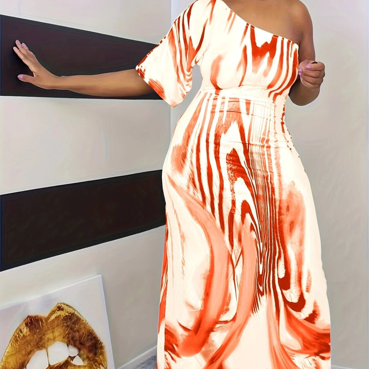 New Women's Fashion Casual Single Sleeve Off Shoulder Dress - Trendex