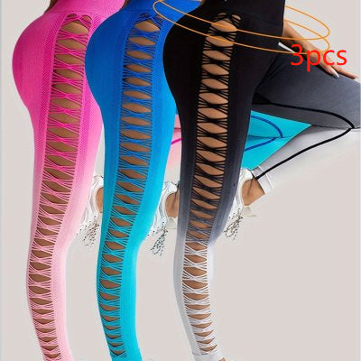Drop Dyed Tight Seamless High Elastic Hip Raise Yoga Pants - Trendex