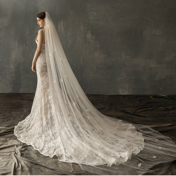 Bridal Church Wedding Pearl Long Tail Tulle - Trendex
