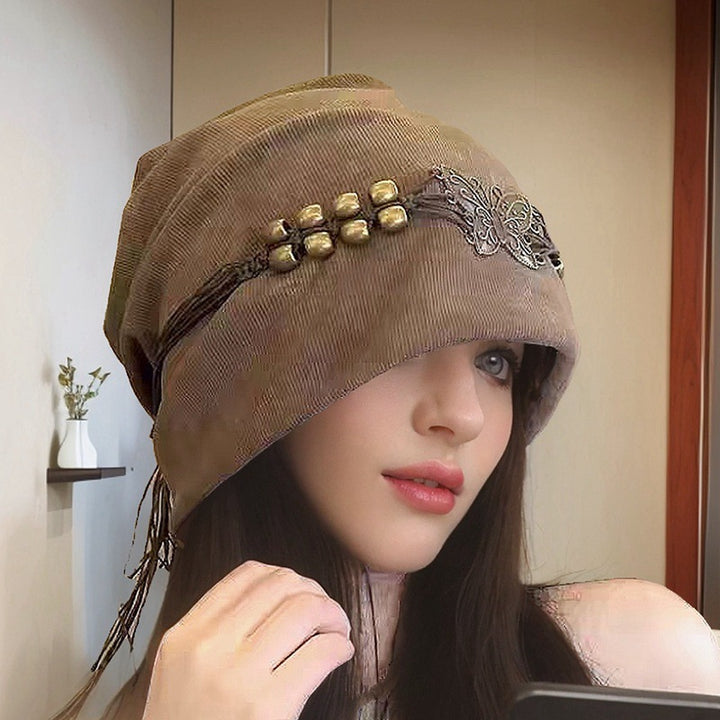 Hat Tie-dyed Tassel Beaded Beanie Hat - Trendex