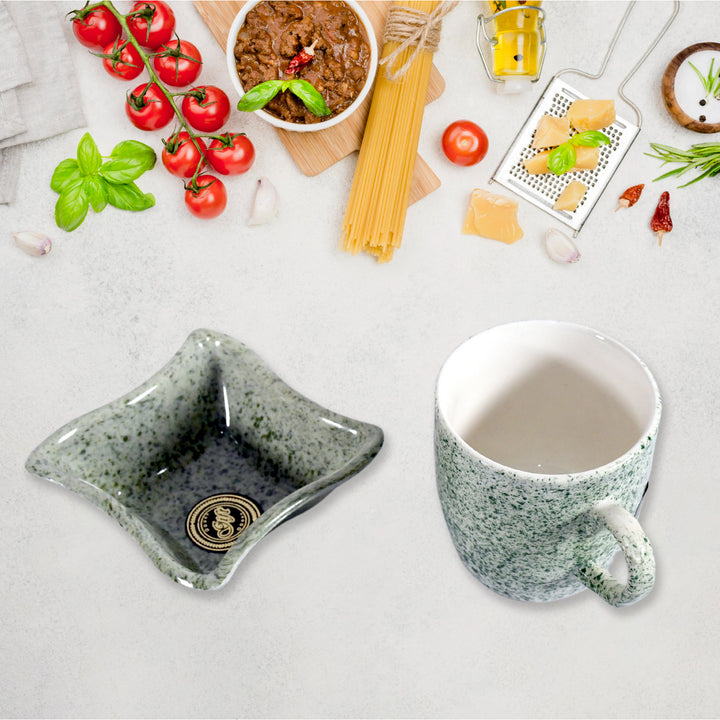 8224 Festo Ceramic Tea  Cups  Mug Set Including Snacks  Serving Bowl Milk Cup Coffee Cup Tea Cup Breakfast Cup Drinking Mug Or Outdoor For Household Gift For Birthday Wedding Party (4 Pcs Set) - Trendex