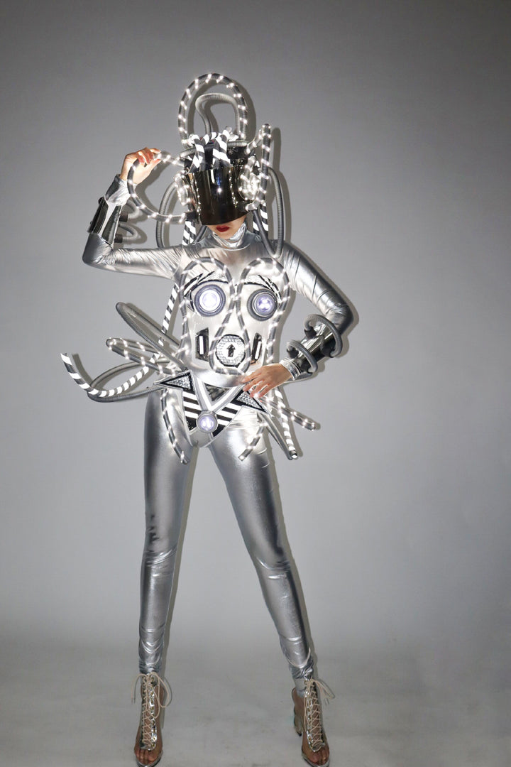 Cyberpunk Performance Suit Luminous Led Silver - Trendex
