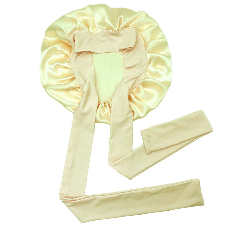 Simple Wide Ribbon Adjustable Silk Nightcap - Trendex