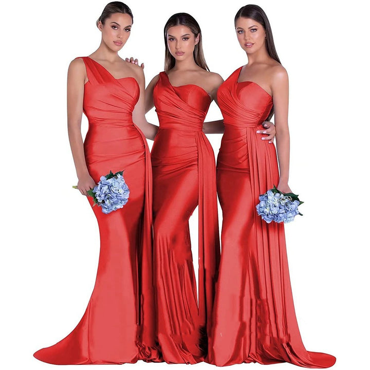 Plus Size Fat MM Mermaid One Shoulder Elegant Wedding Dress - Trendex