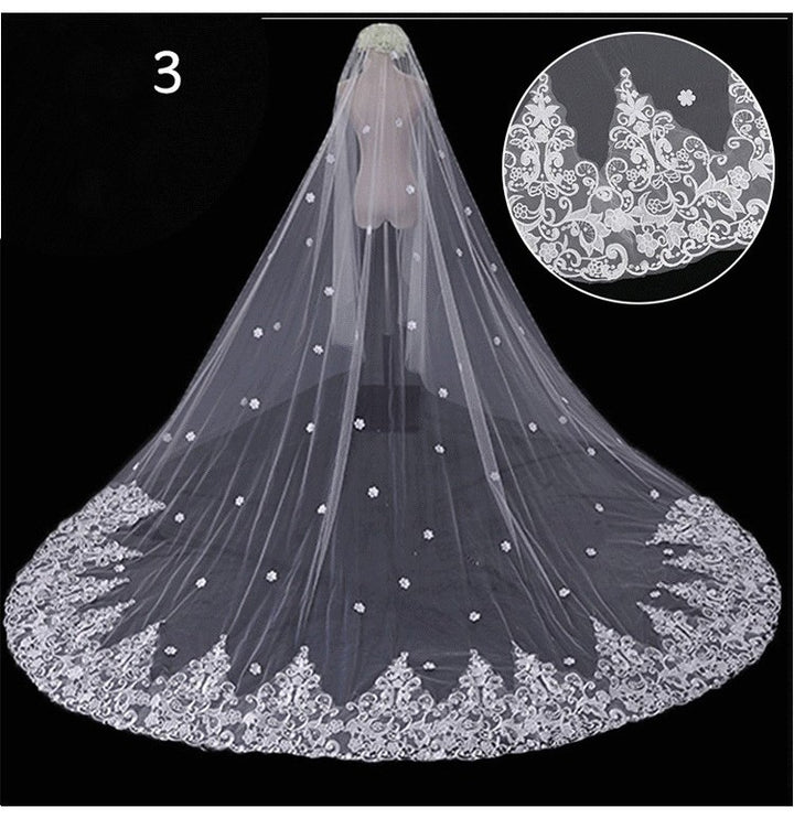 Bridal Wedding Dress Long Tail Luxury Super Fairy Wedding Veil - Trendex