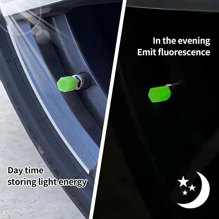 Tyre Valve Caps Luminous Glow Car Tire Valve Cap Covers Vaal Cap (4 Pcs Set) - Trendex