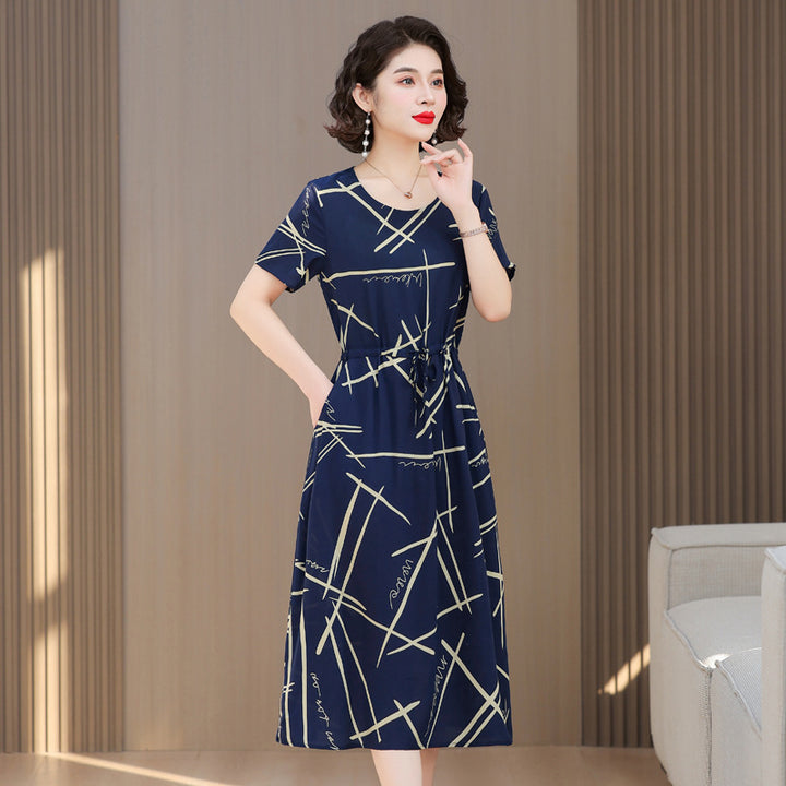 Fashion Cotton Silk Elegant Floral Small Slim Dress - Trendex