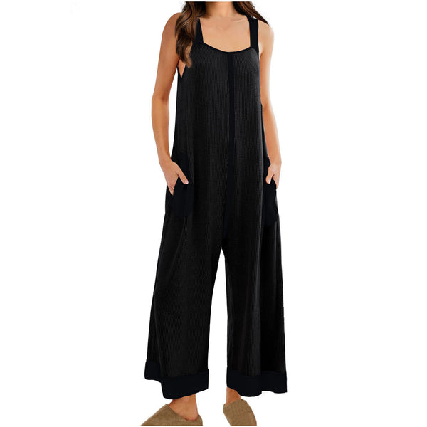 Women's Casual Loose Jumpsuit Sleeveless U-neck One-piece - Trendex