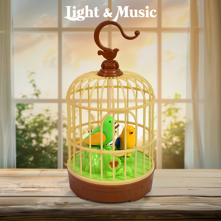 Sound Activated Chirping Bird In Hanging Cage Beautiful Pinjra Bird Toy (1 Pc  Battery Not Operated) - Trendex