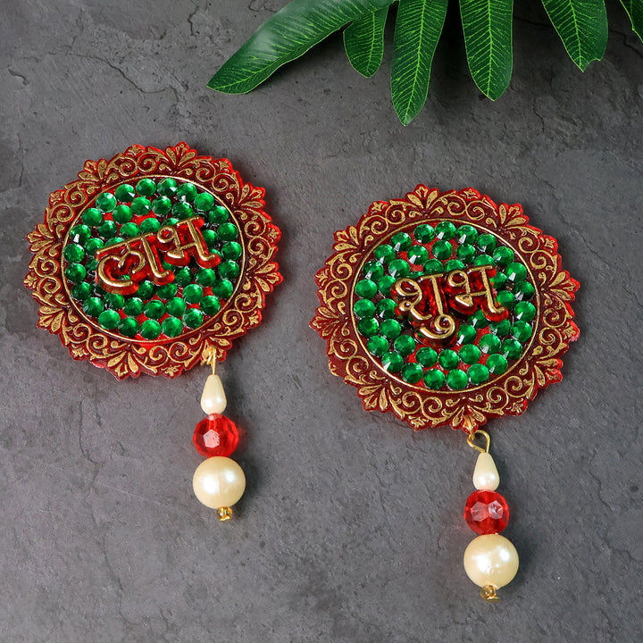Shubh Labh Beaded Decorative Door Hanging (2 Pc) - Trendex