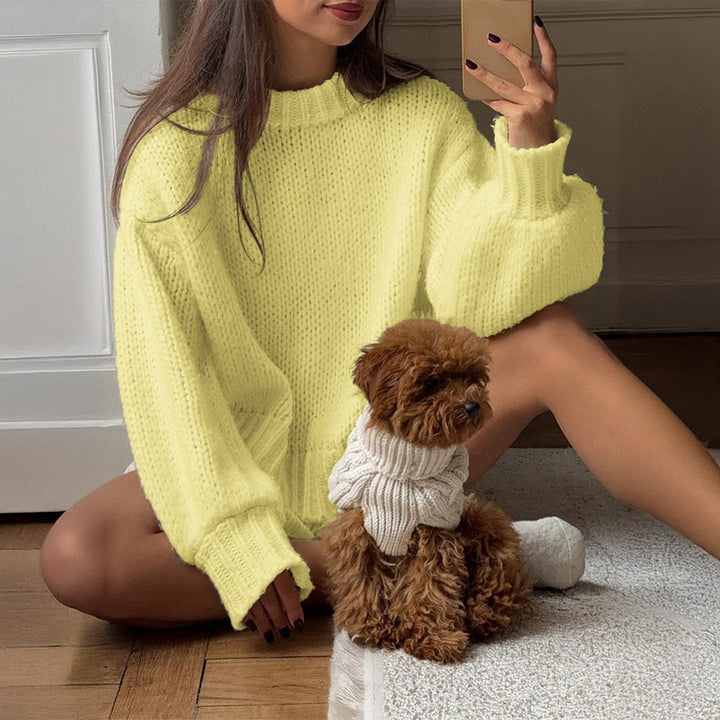 Simple Round Neck Long Sleeve Lining Sweaters Women's Clothing - Trendex