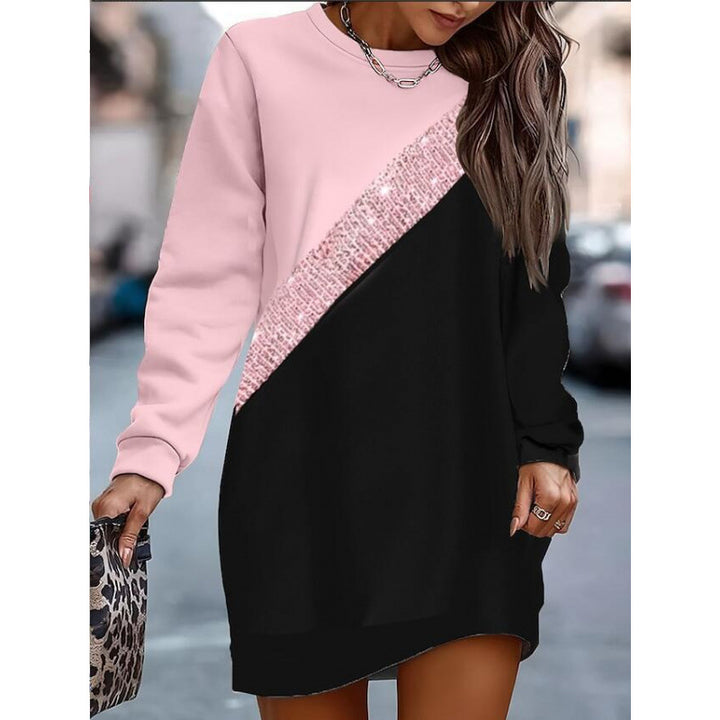 Fashionable And Casual Women's Round Neck Long Sleeve Long Sweatshirt Large Size Pullover Sweatshirt - Trendex