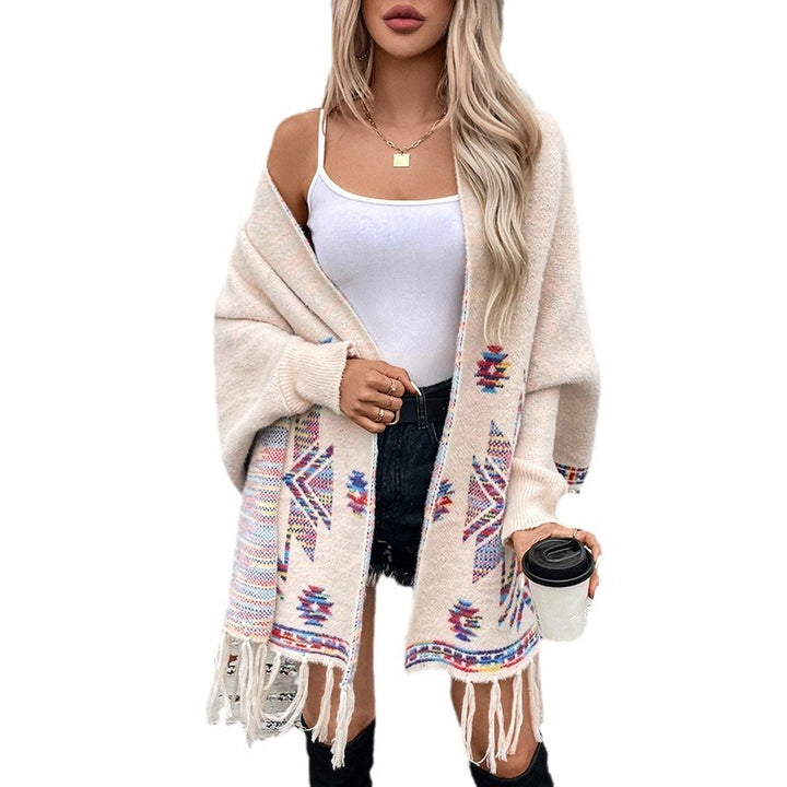 Women's Pop Geometric Jacquard Ethnic Style Tassel Shawl - Trendex