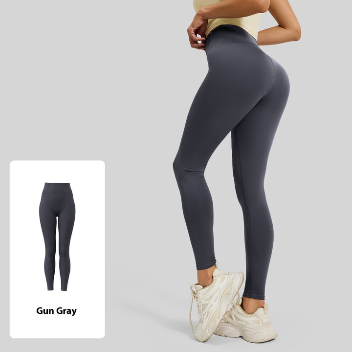 No Embarrassment Line Peach Hip Raise Yoga High Waist Belly Contracting Exercise Nude Feel Leggings - Trendex