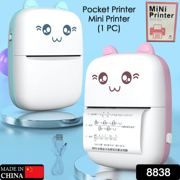 8838 Pocket Mini Printer Mobile Phone Bluetooth Connection Wireless Mini Thermal Printer With Android Or Ios App For Pictures Portable Smart Printercontains 1 Rolls Thermal Paper With Fast Paper Output For Photo Image - Trendex