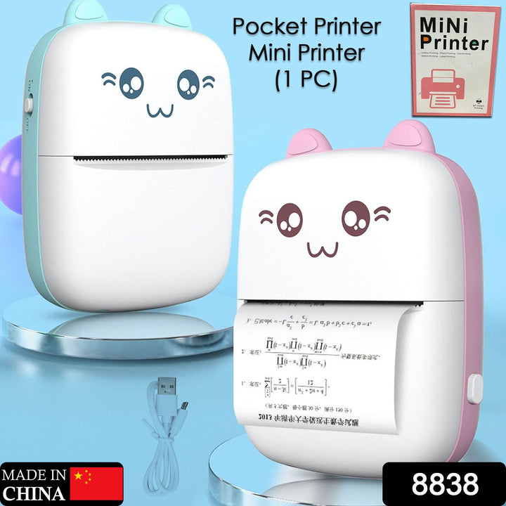 8838 Pocket Mini Printer Mobile Phone Bluetooth Connection Wireless Mini Thermal Printer With Android Or Ios App For Pictures Portable Smart Printercontains 1 Rolls Thermal Paper With Fast Paper Output For Photo Image - Trendex