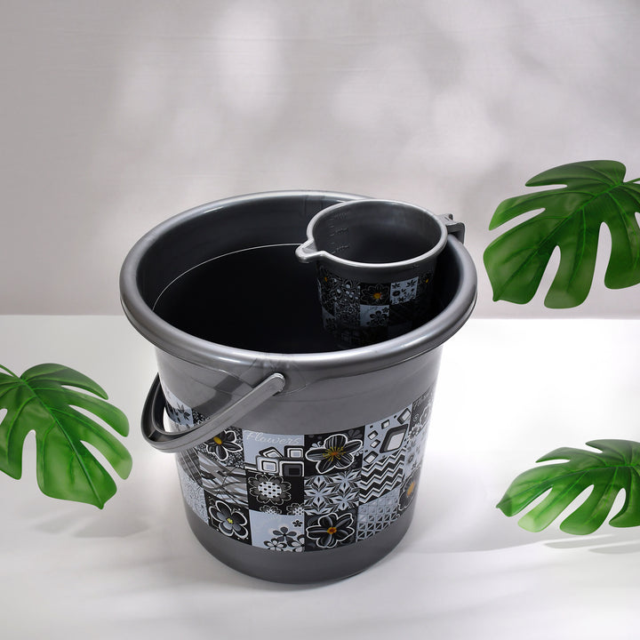 4050 Large Capacity Plastic Bathroom Set Of 7pieces (1pc Big Tub 1pc Bucket1pc Dustbin 1pc Mug 1pc Soap Case 1pc Dustpan 1pc Stool) - Trendex