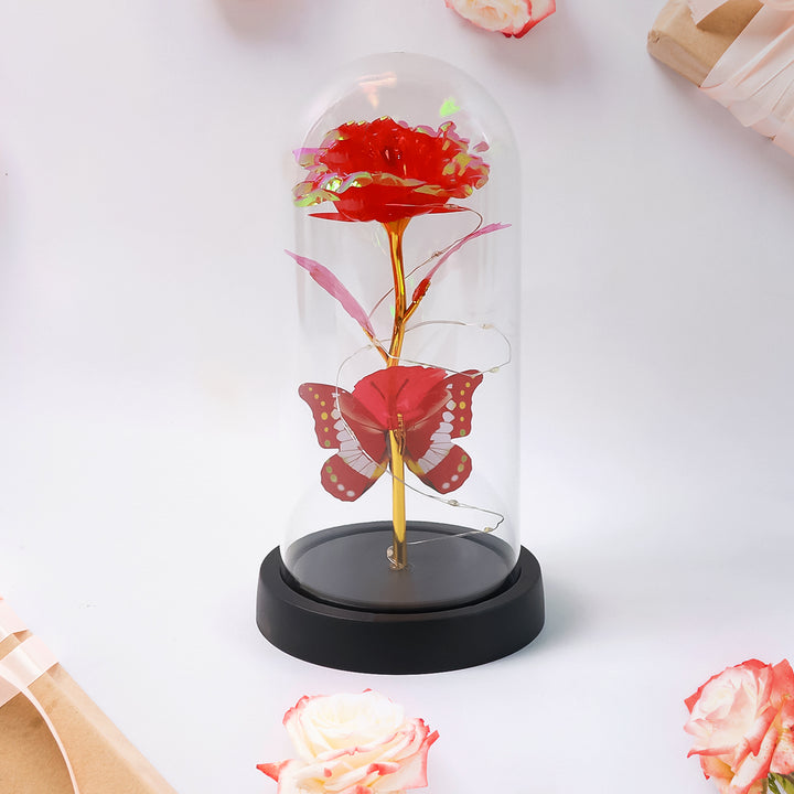 Elegant Led Eternal Rose In Plastic Dome (1 Pc  Battery Not Included) - Trendex
